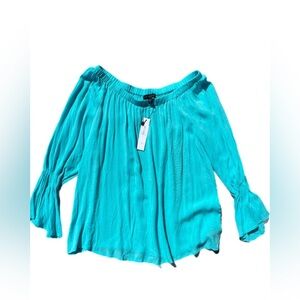 Sanctuary Off The Shoulder Flowy Boho Long Sleeve Top Beach Resortwear Vacation